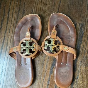 Tory Burch Miller sandals, gold logo
